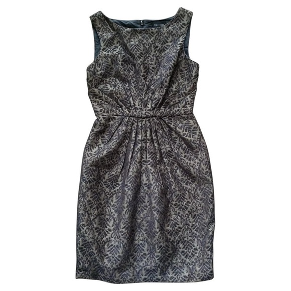 Max and Cleo Ruched Sleeveless Sheath Cocktail Dress Black Brown Gold Size 4 - Picture 1 of 6